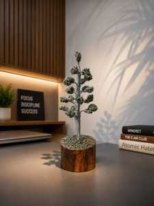 Árbol de pirita hecho a mano, árbol de pirita con alambre plateado, piedra semipreciosa, bonsái, adorno decorativo para el hogar - Product Image 6