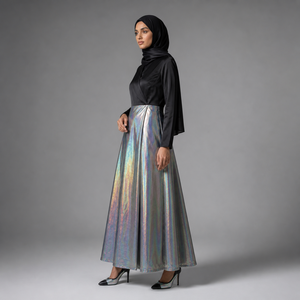 Vestido Abaya de Lujo con Paneles Metálicos para Mujer, Ropa Islámica Modesta |   Estilo Dubái de Manga Larga |   Ropa de Moda para Exportación OEM de la India - Product Image 6