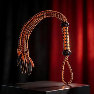 Vente chaude : Fouet et lances de bondage SPALL JP SPORTS SJS-HF-0024 en cuir véritable sur mesure, couleur orange, BDSM, à prix réduit - Product Image 3