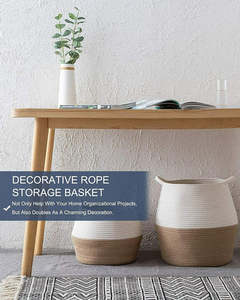 65L <b>Large</b> Woven Cotton Rope Nursery <b>Basket</b>, Laundry <b>Basket</b> Laundry Hamper with Handles,Blanket <b>Basket</b> <b>Storage</b> Bin - Product Image 5