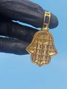 Colgante de mano de Fátima con moissanita VVS, talismán espiritual, amuleto protector, amuleto de ojo, regalos de buena suerte - Product Image 3