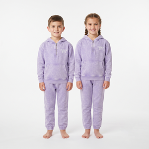 Conjunto de Sudadera con Capucha y Pantalones Deportivos de Algodón para Niños, de Alta Calidad, con Lavado Ácido, Media Cremallera, Estampado Personalizado, Unisex, Ropa Deportiva Informal - Product Image 1