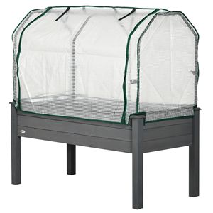 Bac à légumes surélevé gris foncé 48 x 22 x 46 pouces avec couverture de serre en PE, jardinière extérieure pour herbes et légumes - Product Image 1