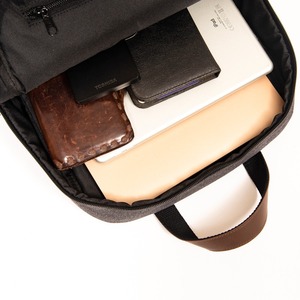 Gray Laptop <b>Backpack</b> GRS Cotton GRS PU Leather Fashion <b>Computer</b> Handbag with Leather LOGO - Product Image 6