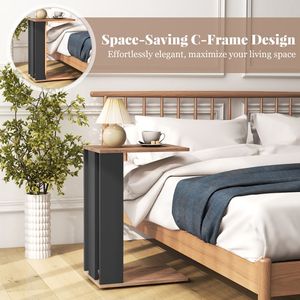 2-Tier <b>C</b>-<b>Shaped</b> <b>Side</b> <b>Table</b> with Universal Wheels and Shelf for Living Room Furniture - Product Image 6