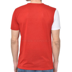 Men's Color Blocked Short Sleeve T-<b>Shirt</b> Red Gray White <b>Patchwork</b> O-Neck Casual Knitted Regular Fit - Product Image 2