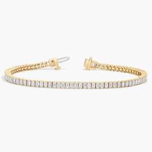 14K White <b>Gold</b> Rhodium Plated Emerald Cut Lab Grown Diamond Prong <b>Set</b> Tennis Bracelet IGI Certified Luxury Gift Jewelry for - Product Image 1