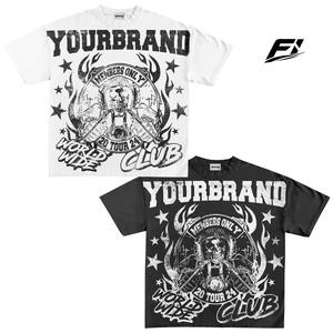 Camiseta Oversize de Algodón 100% Teñida en Prenda con Cuello Redondo Estilo Streetwear Personalizada para Hombre, Diseño Casual Impreso al por Mayor Antiarrugas - Product Image 1