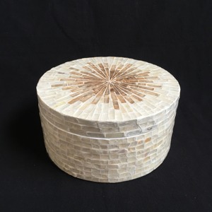 Round Mother of Pearl Mosaic Jewelry Storage <b>Box</b> Handmade Shell Inlay <b>Trinket</b> Organizer Keepsake Gift <b>Box</b> Decorative Home Accent - Product Image 5
