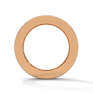 Bague large en or rose avec diamants de laboratoire, double halo, sertie en canal, rangée centrale, bijoux pour mariage et anniversaire - Product Image 3