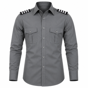 Camisa de Uniforme de Seguridad Gris para Hombre, Estilo Polo, Manga Larga, Cuello Camisero, Sólida, Transpirable, Poliéster/Algodón, Fusión sin Costuras - Product Image 1