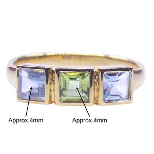 Anillo Clásico de Plata de Ley 925 con Peridoto y Topacio Azul, Joyería Plateada para Mujer, Ideal para Bodas - Product Image 2