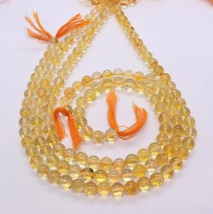 ลูกปัดพลอยซิทรินธรรมชาติ ขนาด 8-9 มม. รูปทรงกลมเรียบ 15 นิ้ว สีทองใส สำหรับทำเครื่องประดับ ขายส่ง - Product Image 3