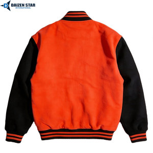 Daizen Star Men's Varsity Jacket Yellow Black Sleeve Solid Color Turn-down Collar Polyester Cotton Autumn Wear Casual Style - Product Image 4