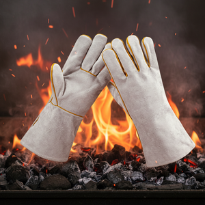 Gants de soudure en cuir avec doublure en coton, résistants à la chaleur, isolés, résistants aux coupures, pour utilisation en extérieur, anti-brûlure - Product Image 3