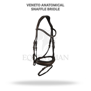 VENETO ANATOMICAL SNAFFLE BRIDLE FULL SIZE ENGLISH RIDING BRIDLE FOR HORSE COMFORT - Product Image 2