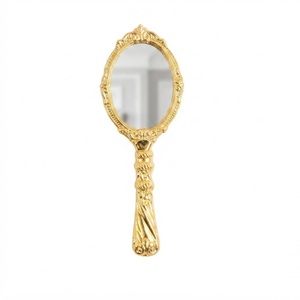 Vintage Style Heart Shaped Hand Mirror Antique Gold Plated Embossed Floral Handle Handheld Vanity Makeup Mirror for Hot Selling - Product Image 3