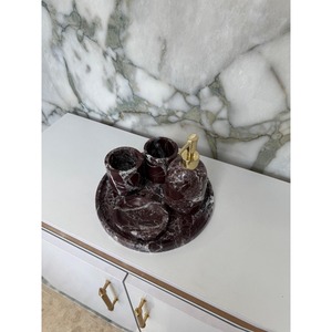 Luxury Marble Bathroom Set Three-Piece Round Soap Dispenser <b>Toothbrush</b> <b>Holder</b> Tray Easy To Clean - Product Image 1