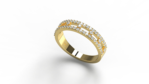 18K Gold Double Row Round Diamond Wedding Band Open Work Hollow Cage <b>Ring</b> Wide <b>Stacking</b> Band <b>Rings</b> Fine Jewelry For Women - Product Image 2