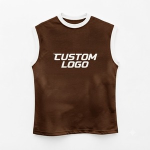 เสื้อกล้ามถักนิตติ้งสีฟ้าอ่อนสำหรับผู้ชาย ผ้าโพลีเอสเตอร์ พิมพ์โลโก้ด้านหน้า ระบายอากาศได้ดี คอกลม สวมใส่สบาย - Product Image 5