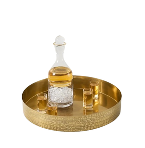 High Quality Rounded Brass Metal <b>Mirror</b> Tray Dishwasher Safe for Tableware Serving Breakfast Bathroom Vanity Tray Hot Sale - Product Image 5