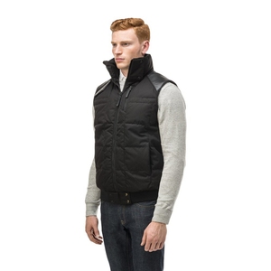 Chaleco Acolchado Negro para Hombre, Cuello Alto, Cierre de Cremallera, Resistente al Viento, Relleno de Poliéster, Chaqueta Casual de Invierno, Corte Regular - Product Image 3