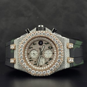 Reloj Cronógrafo de Cuarzo con Incrustaciones de Diamantes, Caja de Acero Inoxidable, Correa Negra, Reloj de Pulsera de Lujo, Cierre de Mariposa, Caja para Hombre - Product Image 6