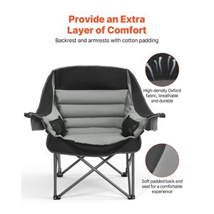 Sedie da Campeggio Pieghevoli Imbottite Oversize con Doppio Portabicchieri, Supporto Robusto da 450 Libbre per Campeggio e Calici da Vino - Product Image 6