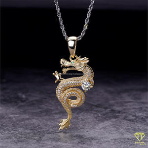 Handmade Dragon Jewelry Pendant With Iced Out VVS Moissanite Diamond Design - Product Image 3