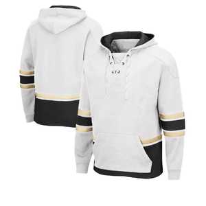 Unisex Ice Hockey Hoodie <b>White</b> <b>Black</b> Gold <b>Striped</b> Lace-Up Front Pocket Regular Fit Full Sleeve Breathable 100% Cotton Winter - Product Image 5