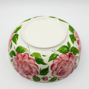 Elegant Ceramic Serving Bowl with Handpainted Rose Artwork Wide Deep Design and Luxury Tabletop Presentation - Product Image 3