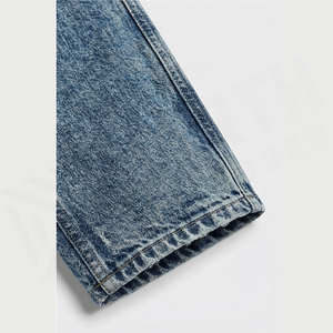 Jean en denim délavé coupe droite pour homme, taille haute, coupe régulière, en coton, style décontracté, pantalon d'automne - Product Image 6