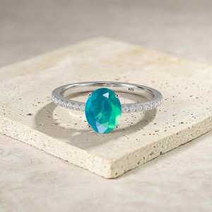 Green <b>Opal</b> <b>Ring</b> 925 Sterling Silver Natural <b>Opal</b> Engagement <b>Ring</b> Dainty October Birthstone Gift For Her Jewelry - Product Image 4