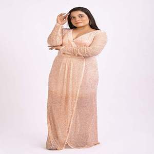 Vestido de noche largo de diseñador para mujer |   Vestido de Gala con Cuentas de Lujo |   Escote Corazón |   Vestido de Gala para Boda |   Estilo Elegante - Product Image 2