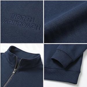 North Approach <b>Men's</b> Quarter <b>Zip</b> Fleece Pullover Navy Regular Fit Casual Sweatshirt Autumn Wear - Product Image 4