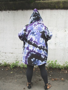 Túnica estilo wrap con estampado tie-dye morado, 100% algodón, corte en A, tallas S-2XL, tipo kimono, prenda informal para mujer. - Product Image 3