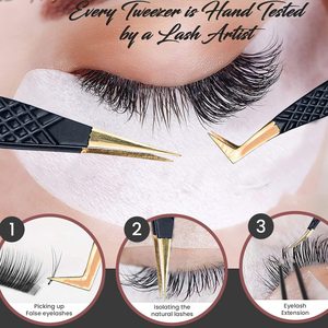 ใหม่สีสันสดใสสแตนเลสสตีลแหนบต่อขนตา 5 ชิ้นชุดโค้ง 90 องศาปลายแหลมต่อขนตาปลอมทนทาน - Product Image 6