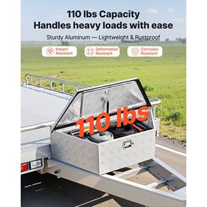 Cassetta Portautensili per Rimorchio in Alluminio Rinforzato 99x42x30 cm, Nuovo Organizzatore Portaoggetti Resistente con Chiavi di Blocco, Multiuso - Product Image 3