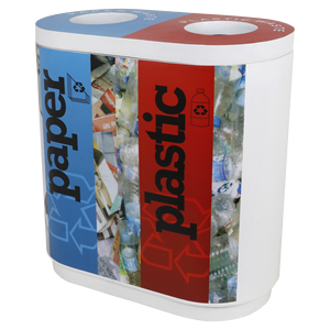 Indoor Recycle Waste <b>Bin</b> Dual 60L Open Top Made of Fiberglass - Product Image 4