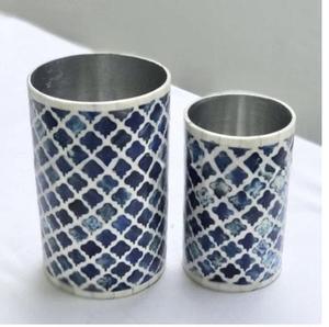 Macetero de Metal con Incrustaciones de Hueso, Hecho a Mano, Forma Redonda, Estilo Minimalista, para Decoración del Hogar, Producto de Lujo, Exportaciones al por Mayor - Product Image 6