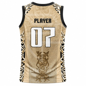 Conjunto de Uniforme de Baloncesto Personalizado al por Mayor, Diseño Geométrico Dorado y Negro, Sublimado, Malla Transpirable de Secado Rápido, Unisex para Adultos - Product Image 3