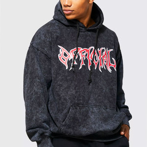 Sudadera con Capucha de Alta Calidad con Lavado Ácido Personalizado, 100% Algodón, Hombros Caídos, Sudadera con Capucha de Primera Calidad con Lavado Ácido - Product Image 1