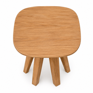 <b>Solid</b> Teak <b>Rounded</b> Square <b>Dining</b> <b>Table</b> Six Tapered Hexagonal Legs Scandinavian Eco-Friendly Waterproof Apartment Modern Hotel - Product Image 2