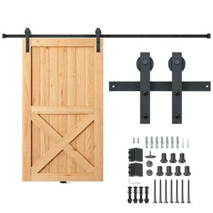 Kit Ferramenta per Porta Scorrevole a Binario Singolo Rinforzato da 2,4 m, Capacità di Carico 150 kg, Compatibile con Materiali in Nylon Larghi 1,15 m - 1,3 m, Spessore 3,3 cm - Product Image 1