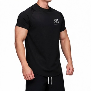 GYM ACTIVE Men's <b>Black</b> Short Sleeve Printed Custom Jersey T-<b>Shirts</b> 95% cotton spandex tee High street <b>silk</b> screen print - Product Image 1
