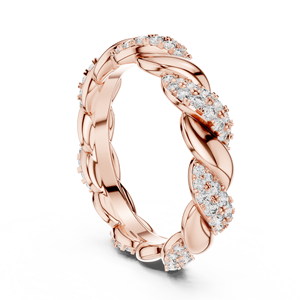 Conjunto de Anillos de Eternidad con Diamantes Cultivados en Laboratorio, Diseño de Cuerda, Chapado en Rodio de Oro Rosa de 18K, para Fiestas, Compromisos, Bodas y Uso Diario - Product Image 2