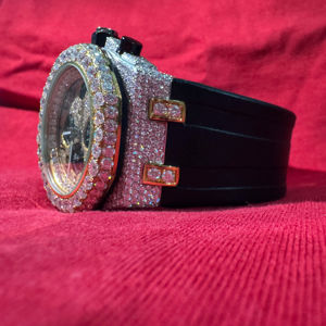 Reloj de Cuarzo Cuadrado para Hombre, Color Oro Rosa, Estilo Antiguo, con Diamantes Incrustados, Esfera con Números Romanos Vintage, Estilo Hip Hop, Correa Negra - Product Image 1