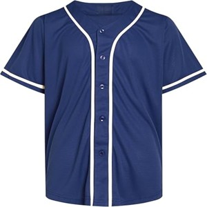 Camiseta de Béisbol Unisex de Manga Corta con Botones al Frente, Absorbente de Humedad, Color Azul Marino Sólido, Corte Regular, Ropa para Adultos, ODM OEM - Product Image 1