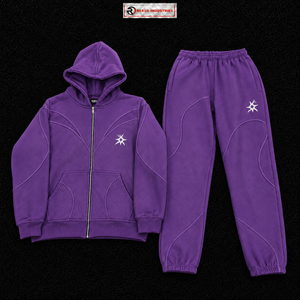 Conjunto Deportivo Morado para Hombre, con Logotipo Personalizado, Sudadera con Cremallera Completa y Pantalones Jogger, Ropa Deportiva Urbana, Informal, para Gimnasio y Entrenamiento, Venta al Por Mayor - Product Image 5
