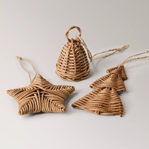 Rattan tree ornament set handmade <b>christmas</b> ornaments hanging pine trees holiday decor gifts - Product Image 3